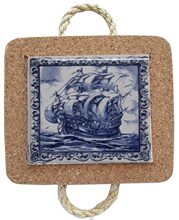 Azulejo com cortiça (com corda) decorado Caravela 36