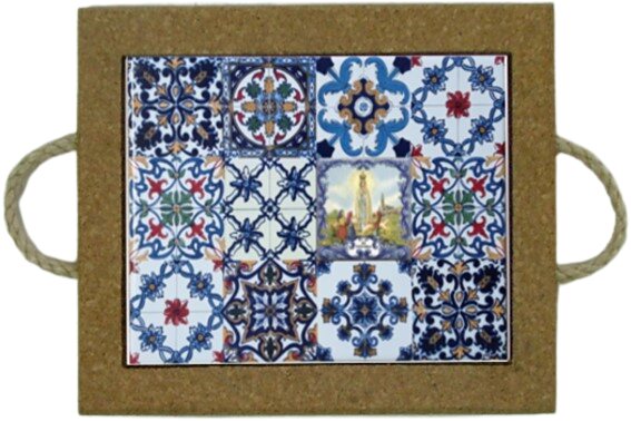Azulejo com cortiça (com corda) decorado Multi Padrão N. Senhora Fátima 15x20cm
