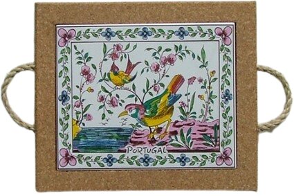 Azulejo com cortiça (com corda) decorado Pássaros 18 cor 15x20cm