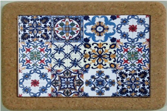 Azulejo com cortiça (sem corda) decorado Multi Padrão 38 15x20cm