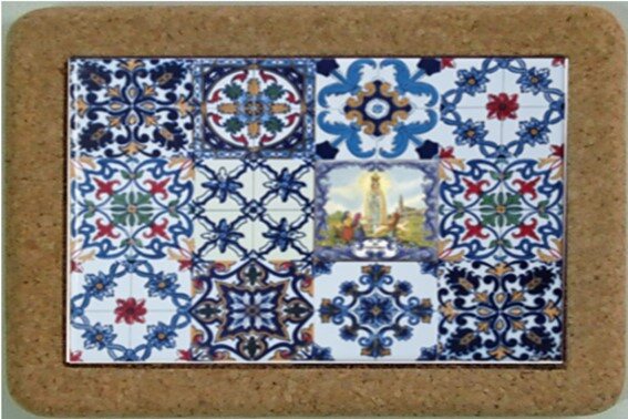 Azulejo com cortiça (sem corda) decorado Multi Padrão N. Senhora Fátima 15x20cm