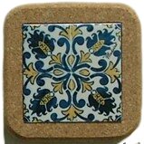 Azulejo com cortiça (sem corda) decorado Padrão 20 madeirense7.5x7.5cm