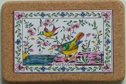 Azulejo com cortiça (sem corda) decorado Pássaros 18 cor 15x20cm