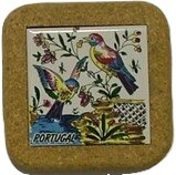 Azulejo com cortiça (sem corda) decorado Pássaros 18 cor 7.5x7.5cm