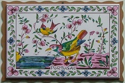 Azulejo com madeira decorado Pássaros 18 cor 15x20cm