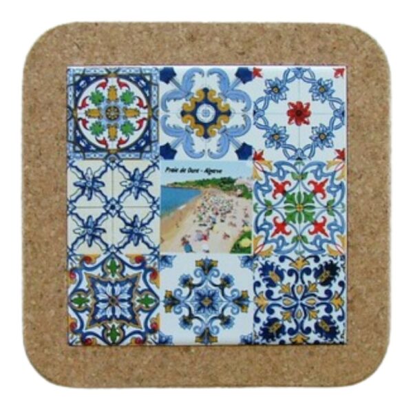 Azulejo decorado 15*15 cm com base em cortiça praia da oura Algarve