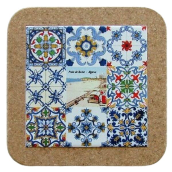 Azulejo decorado 15*15 cm com base em cortiça praia da rocha Algarve
