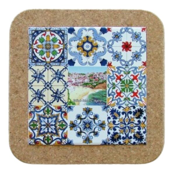 Azulejo decorado 15*15 cm com base em cortiça praia do carvoeiro Algarve