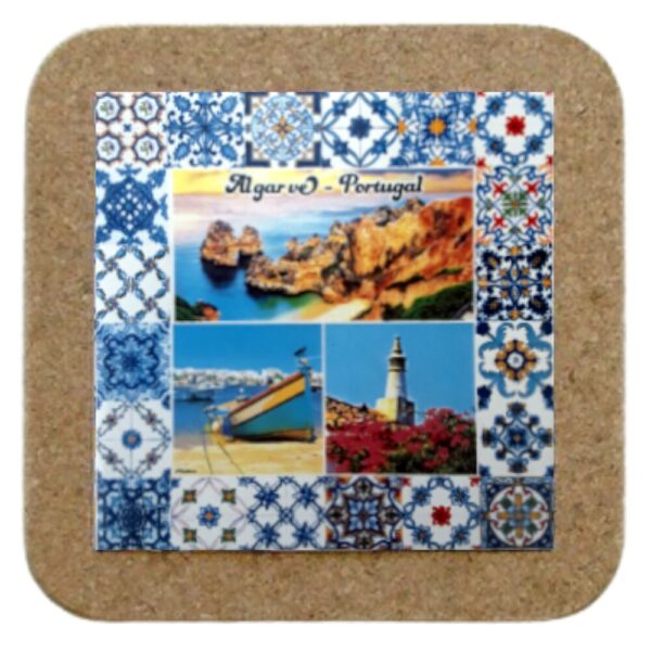 Azulejo decorado 15*15 cm com base em cortiça praias Algarve