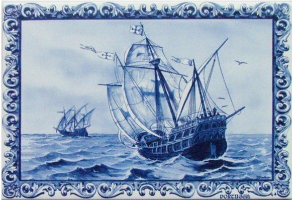 Azulejo decorado Caravela Azul 20X30 cm