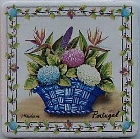 Azulejo decorado Cesto a Cores 10x10cm