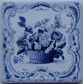 Azulejo decorado Cesto Azul 10x10cm