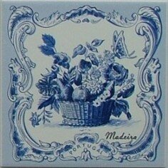 Azulejo decorado Cesto Azul 15x15cm