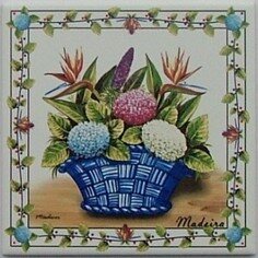 Azulejo decorado Cesto Colorido 15x15cm