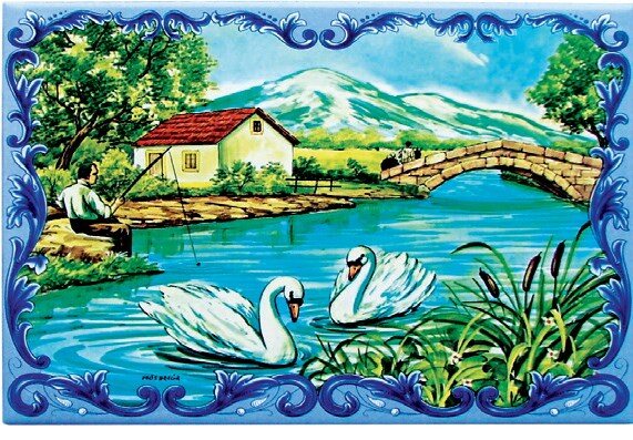 Azulejo decorado Cisnes