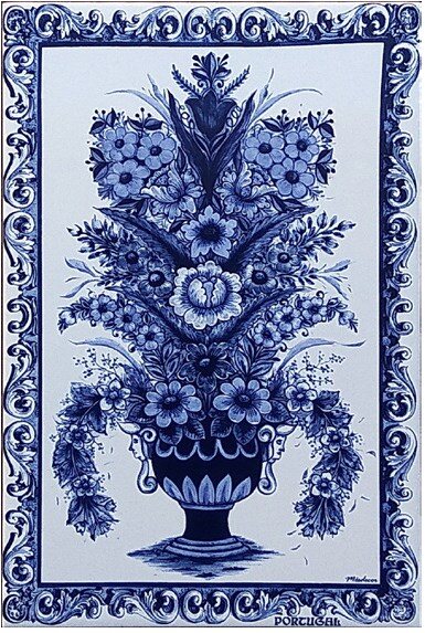 Azulejo decorado Florão Azul 20X30 cm