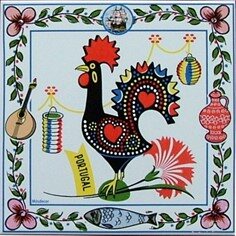Azulejo decorado Galo Barcelos 15x15cm