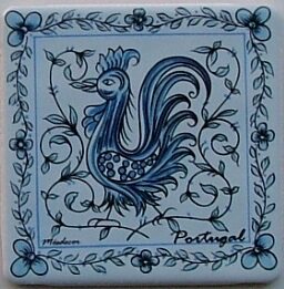 Azulejo decorado Galo de Águeda Azul 10x10cm