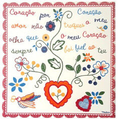 Azulejo decorado lenço dos namorados 15x15cm