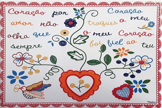 Azulejo decorado  lenço dos namorados 15x20cm