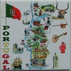 Azulejo decorado Mapa de Portugal 15x15cm