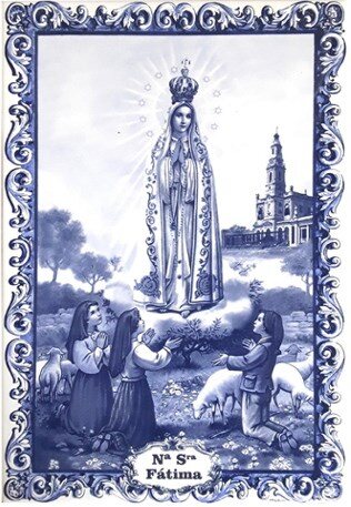 Azulejo decorado Nossa Senhora de Fátima em Azul