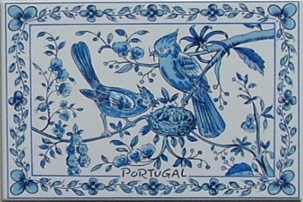 Azulejo decorado Pássaros 19 azul 15x20cm