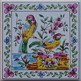 Azulejo Decorado Passáros Sortidos Cores 10X10 cm