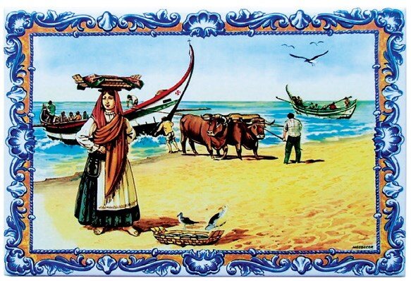 Azulejo decorado Pescadores arte xávega