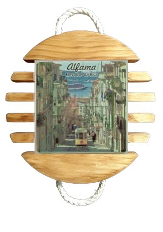 Base de tacho Alfama em Madeira Natural 10x10 cm
