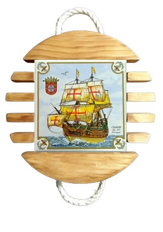 Base de tacho Caravela em Madeira Natural 10x10 cm