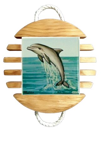 Base de tacho Golfinho em Madeira Natural 10X10 Cm