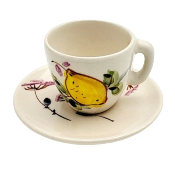 Chávena de café em faiança pintada à mão decoração Limões