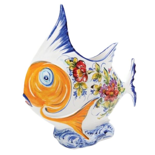 Garoupa regional decorativa em faiança pintada à mão decoração flores