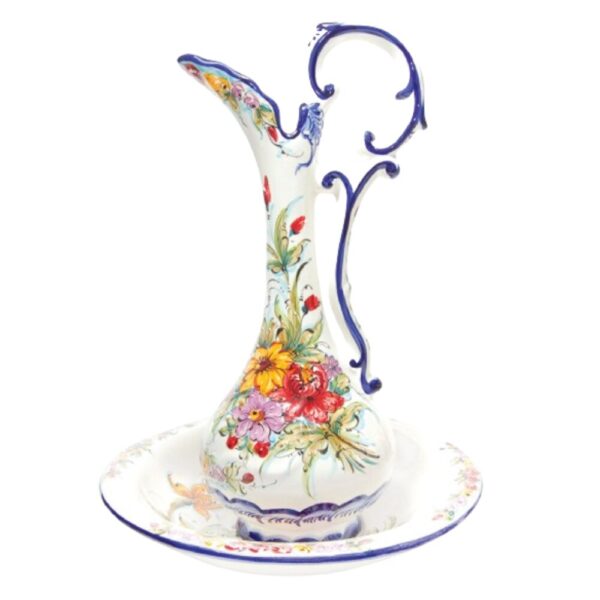 Gomil e/ou bacia em faiança pintado à mão decoração flores