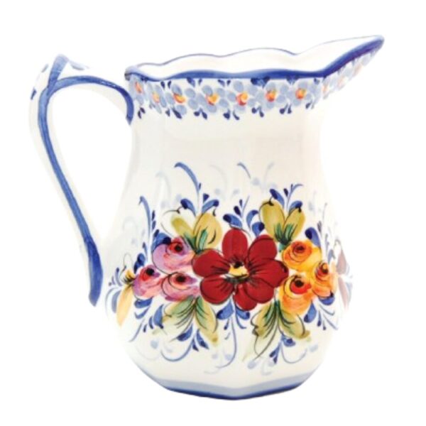 Jarro de mesa em faiança pintado à mão decoração flores