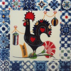 Magnético com azulejo decorado Multi Padrão Galo de Barcelos 5X5cm