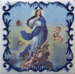 Magnético com azulejo decorado Nossa Senhora da Conceição 5X5cm