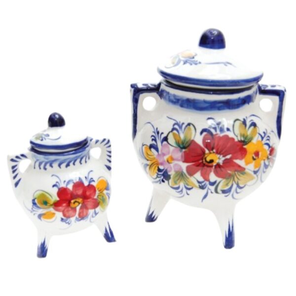 Panela decorativa regional em faiança pintada à mão decoração flores