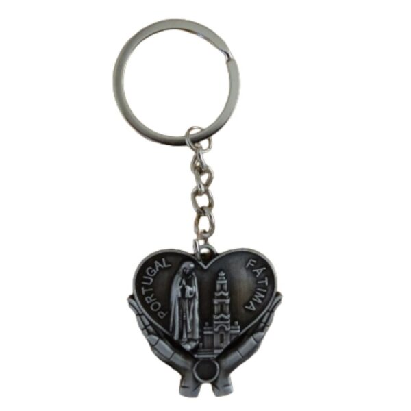 Porta-chaves metal motivo coração de Fátima
