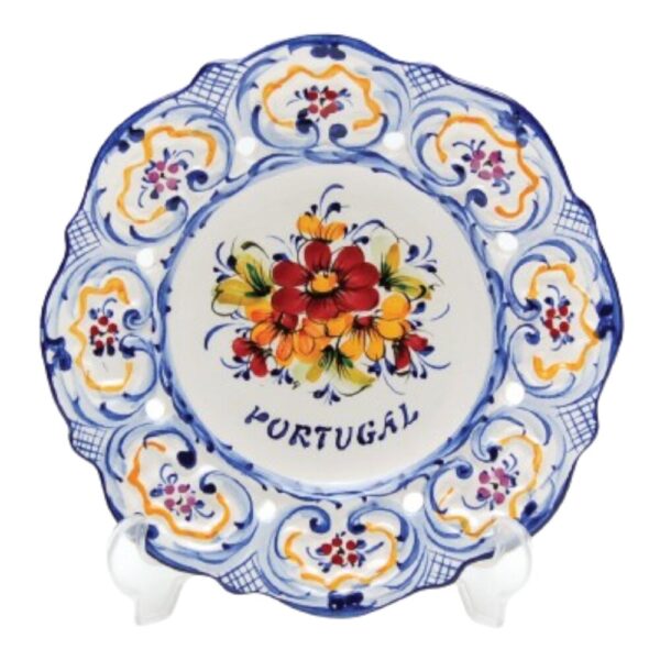 Prato decorativo em faiança pintado à mão decoração flores