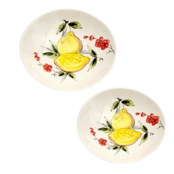 Saladeira em faiança pintada à mão decoração Limões