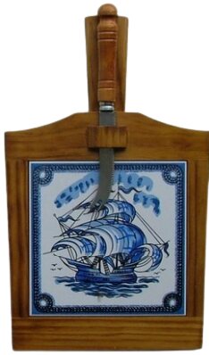 Tábua de Queijo Envernizado Escuro Caravela 15X15cm