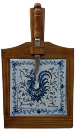 Tábua de Queijo Envernizado Escuro Galo de Águeda Azul 15X15 cm