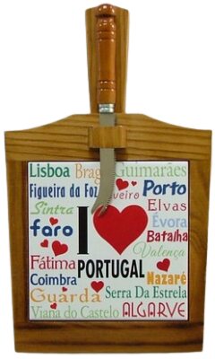 Tábua de Queijo Envernizado Escuro I Love Portugal 15X15cm