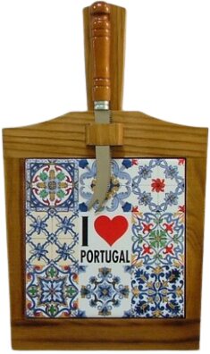 Tábua de Queijo Envernizado Escuro I Love Portugal15X15cm