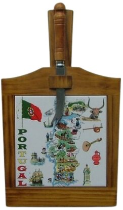 Tábua de Queijo Envernizado Escuro Mapa de Portugal 15X15 cm