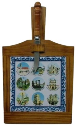Tábua de Queijo Envernizado Escuro Monumentos 15X15 cm