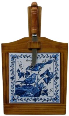 Tábua de Queijo Envernizado Escuro Pássaros Sortidos Azul 15X15 cm